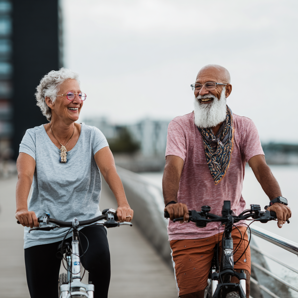 Older adults maintaining an active lifestyle with proper guidance and supportive community